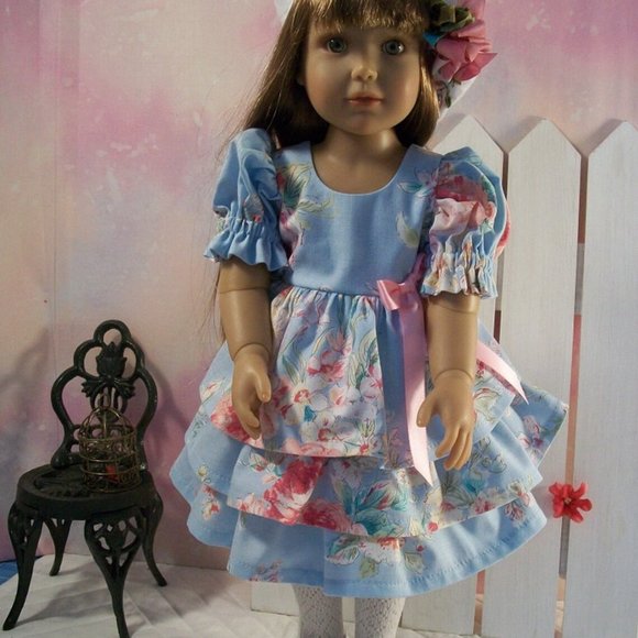 18"-19"Cats, "Shabby Rose" Ruffled Dress, Hat Free - Picture 3 of 7